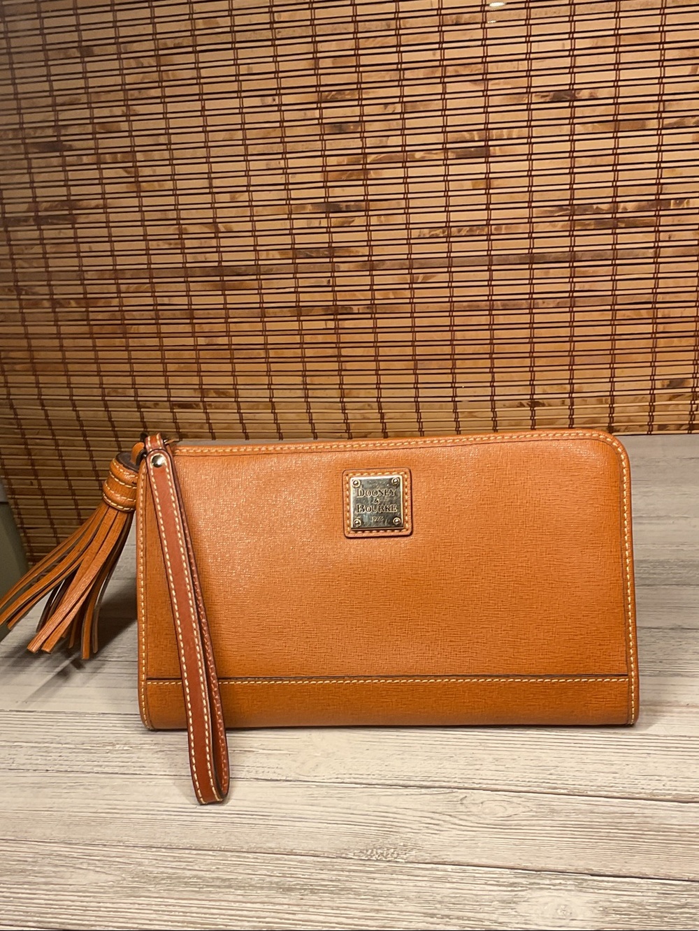 Dooney & Bourke Saffiano Folded Zip Wristlet Wallet XLarge with tassel